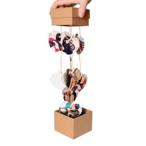 polaroid fotoğraf kutusu ipli mandallı 7x7cm kraft renk